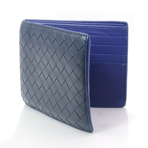 Bottega Veneta Men's WalletIntrecciato Bifold Leather Dark Blue